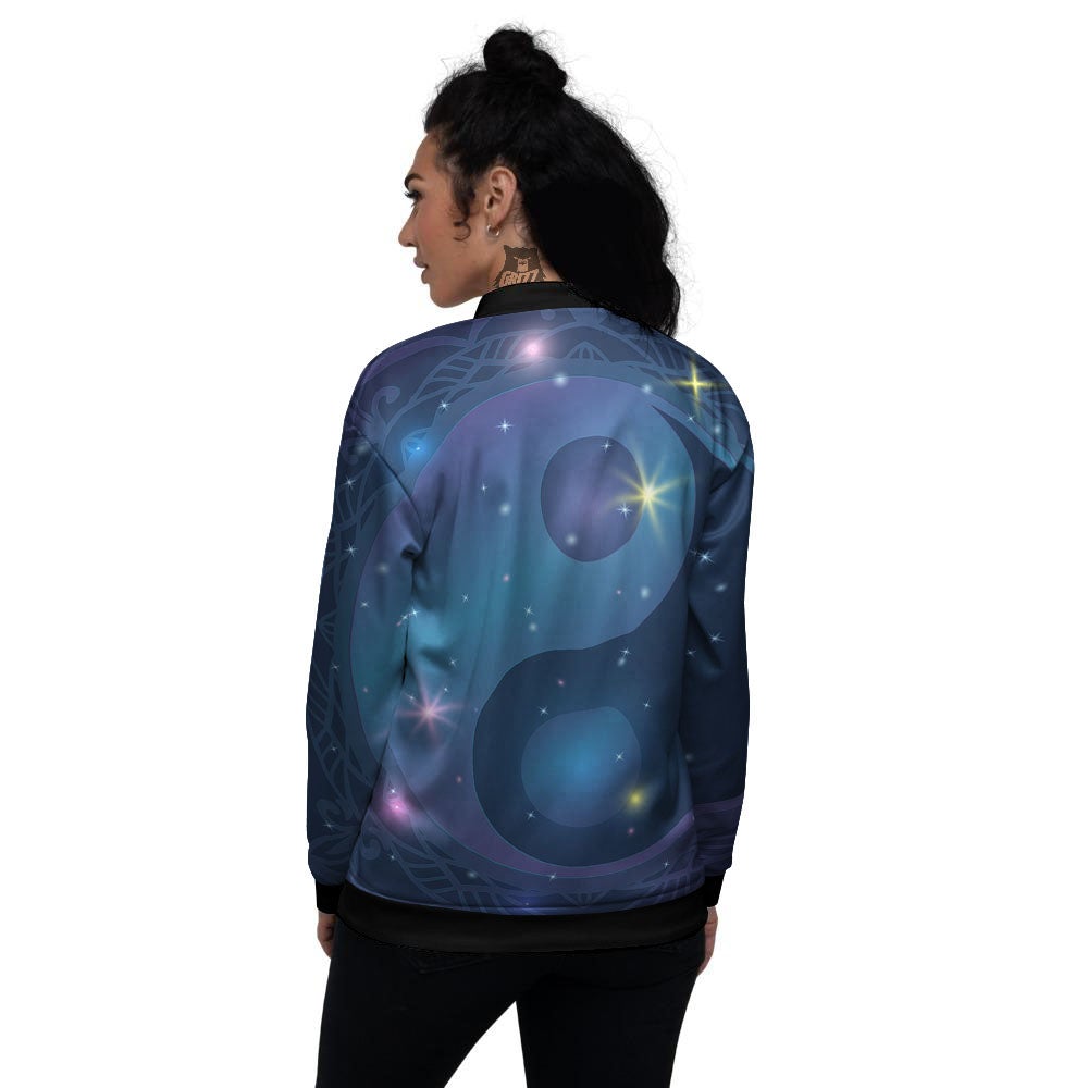 Yin Yang Space Print Women's Bomber Jacket-grizzshop