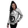 Yin Yang Sun White And Black Print Women's Bomber Jacket-grizzshop