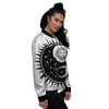 Yin Yang Sun White And Black Print Women's Bomber Jacket-grizzshop