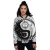 Yin Yang Sun White And Black Print Women's Bomber Jacket-grizzshop