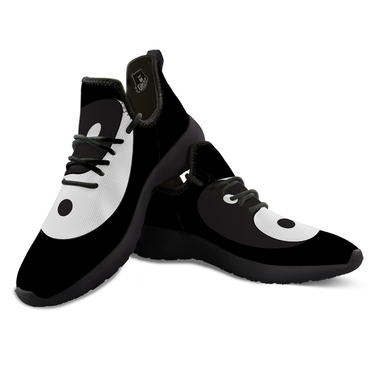 Yin Yang Symbol White And Black Print Black Athletic Shoes-grizzshop