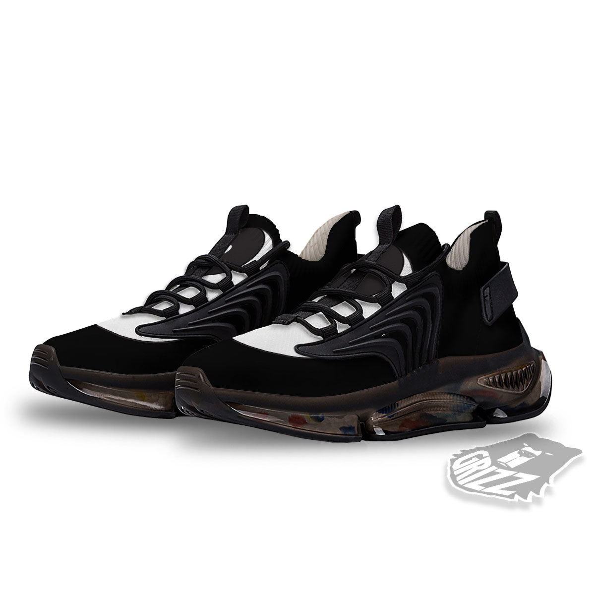 Yin Yang Symbol White And Black Print Black Gym Shoes-grizzshop