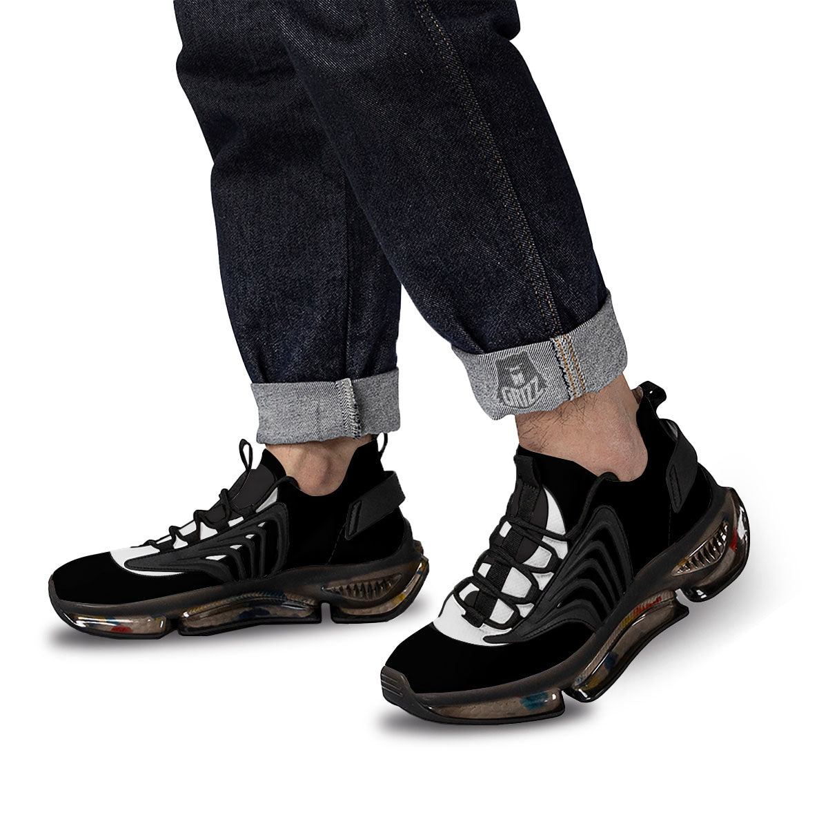 Yin Yang Symbol White And Black Print Black Gym Shoes-grizzshop