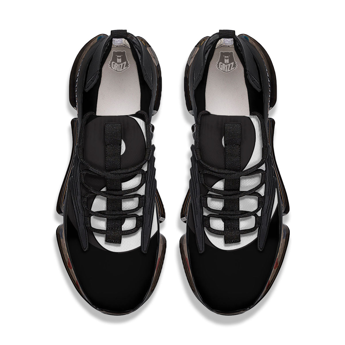 Yin Yang Symbol White And Black Print Black Gym Shoes-grizzshop