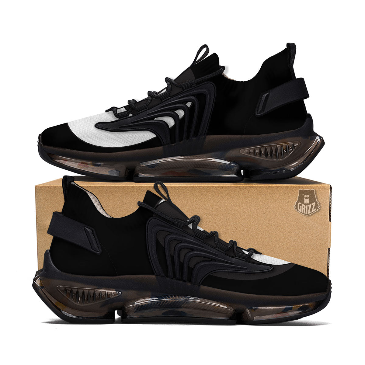 Yin Yang Symbol White And Black Print Black Gym Shoes-grizzshop