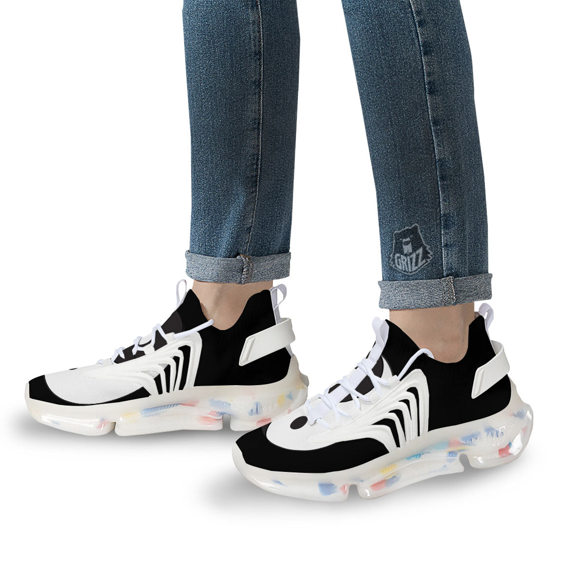 Yin Yang Symbol White And Black Print White Gym Shoes-grizzshop