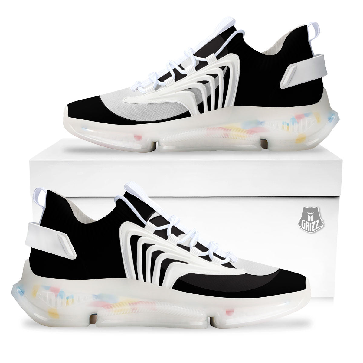 Yin Yang Symbol White And Black Print White Gym Shoes-grizzshop
