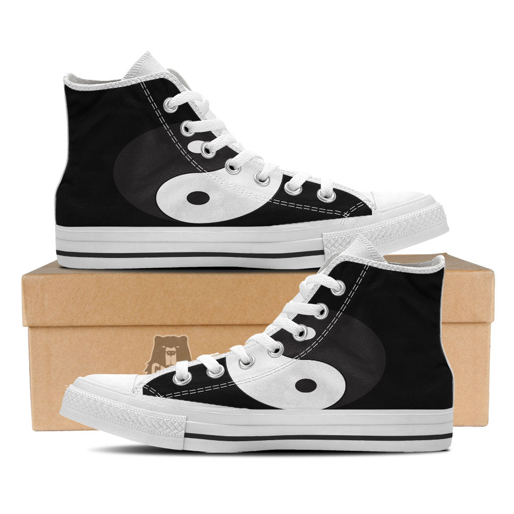 Yin Yang Symbol White And Black Print White High Top Shoes-grizzshop