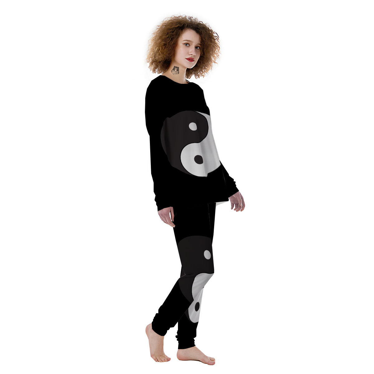 Yin Yang Symbol White And Black Print Women's Pajamas-grizzshop