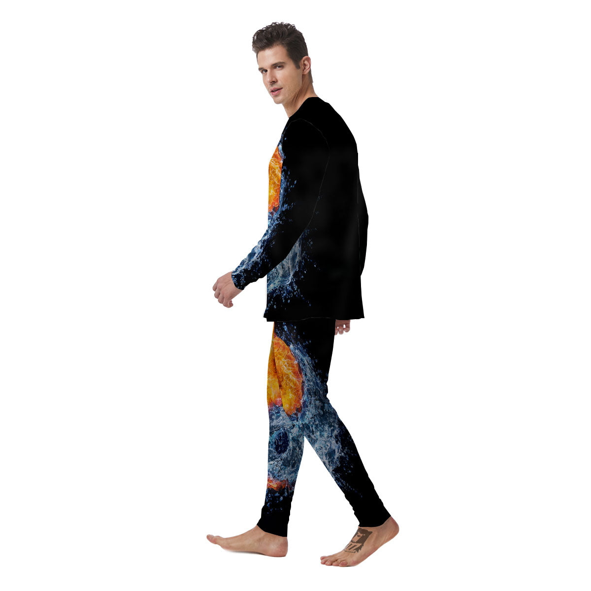 Yin Yang Water And Fire Print Men's Pajamas-grizzshop