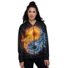 Yin Yang Water And Fire Print Women's Bomber Jacket-grizzshop