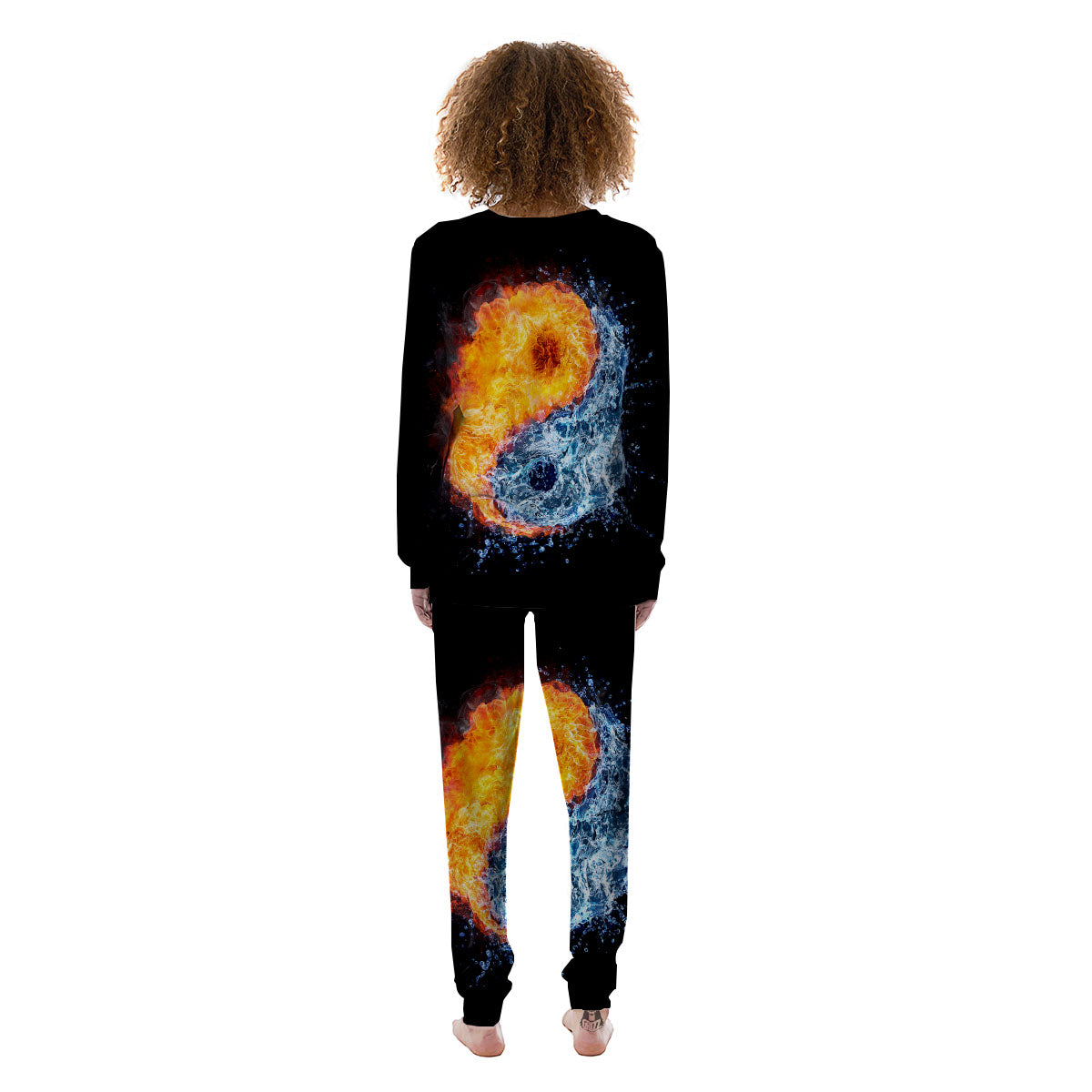 Yin Yang Water And Fire Print Women's Pajamas-grizzshop
