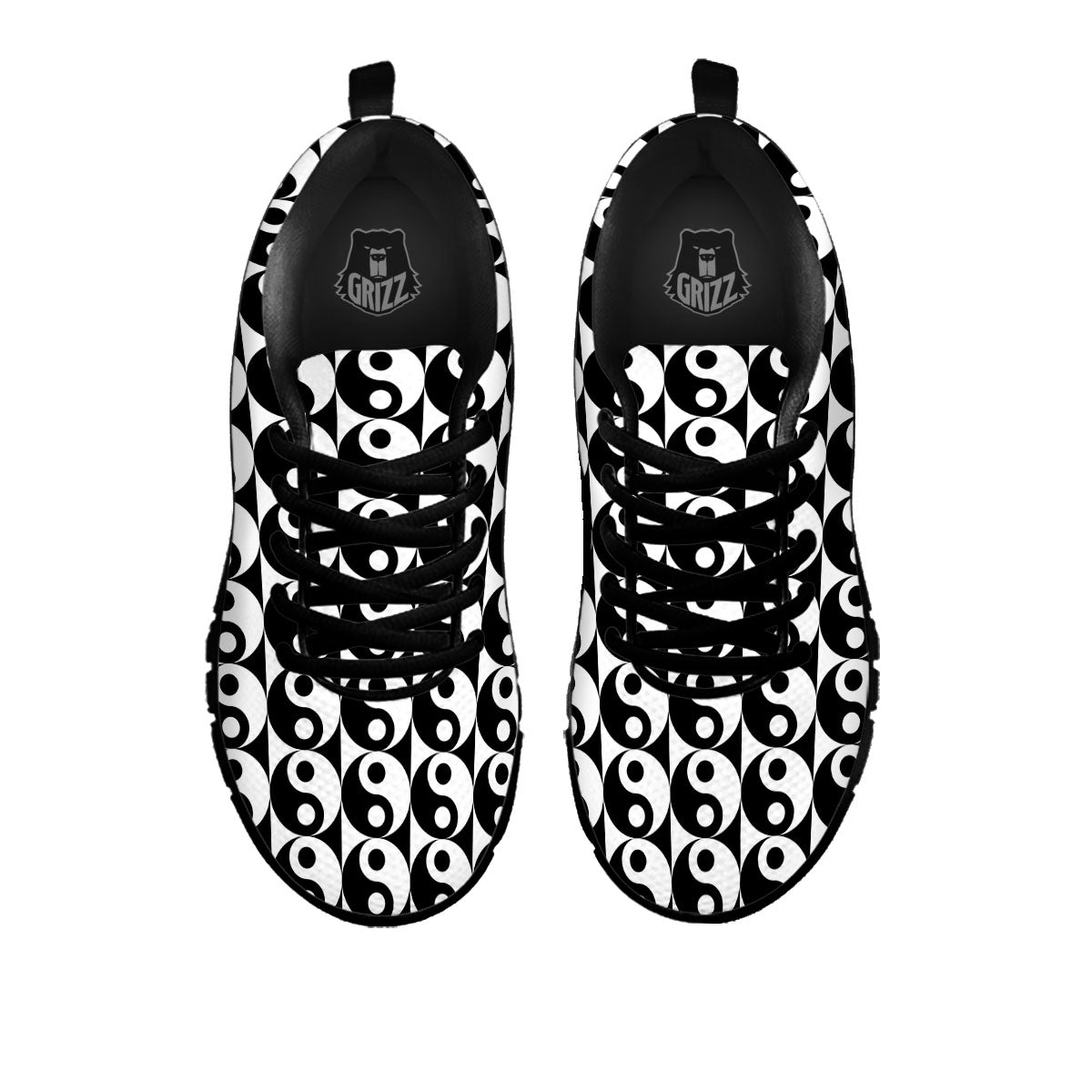 Yin Yang White And Black Print Pattern Black Sneaker-grizzshop