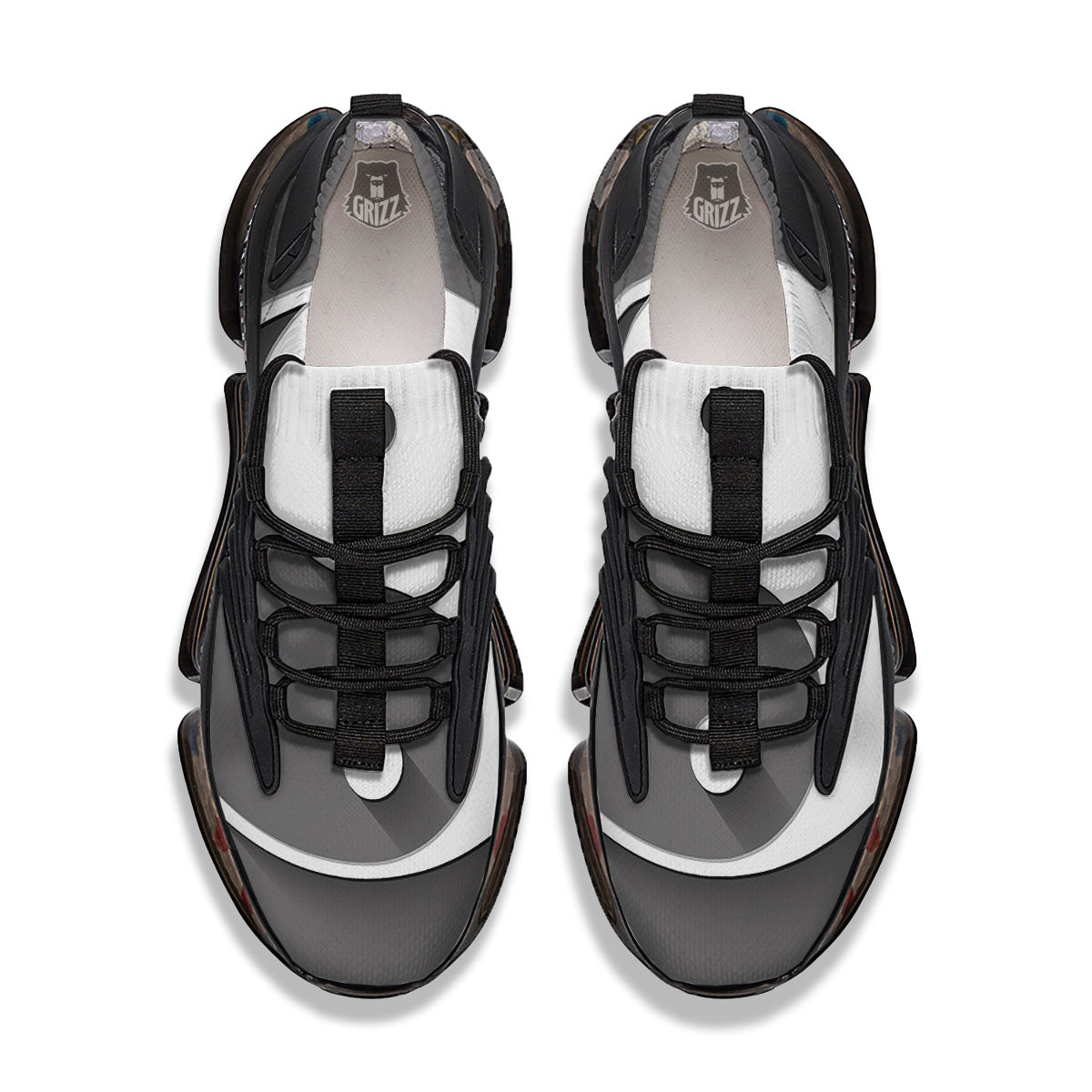 Yin Yang White And Sliver Print Black Gym Shoes-grizzshop