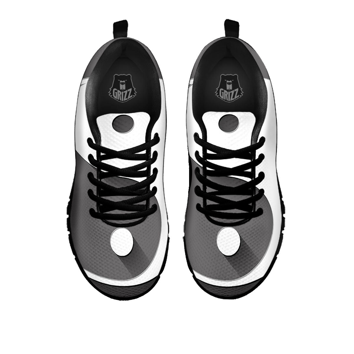 Yin Yang White And Sliver Print Black Sneaker-grizzshop