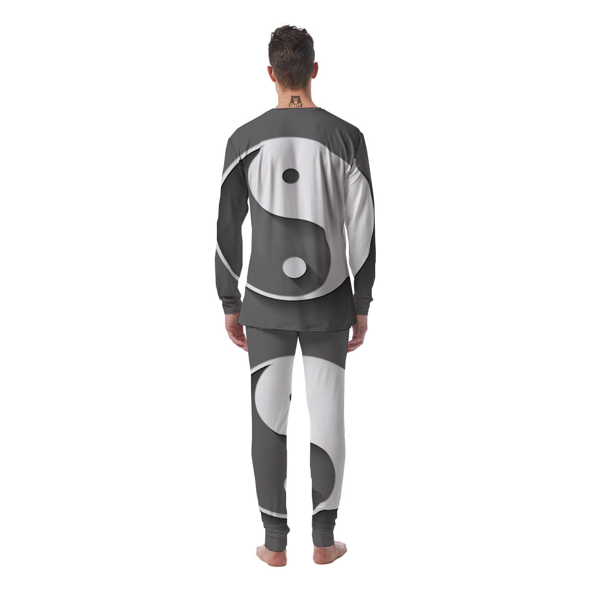 Yin Yang White And Sliver Print Men's Pajamas-grizzshop