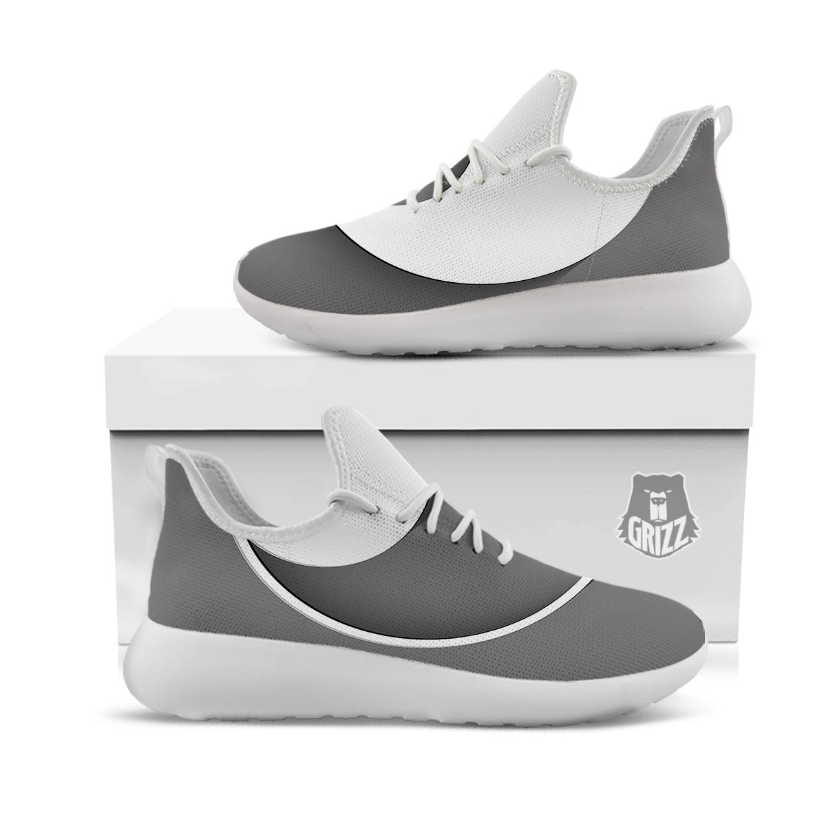 Yin Yang White And Sliver Print White Athletic Shoes-grizzshop