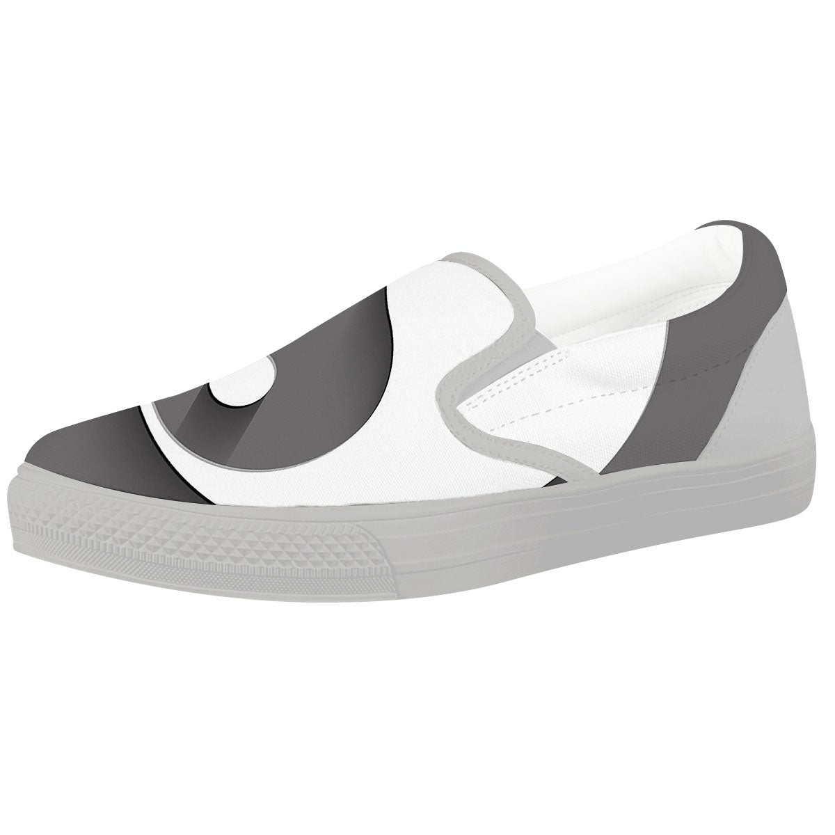 Yin Yang White And Sliver Print White Slip On Shoes-grizzshop