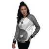 Yin Yang White And Sliver Print Women's Bomber Jacket-grizzshop