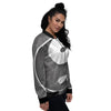 Yin Yang White And Sliver Print Women's Bomber Jacket-grizzshop