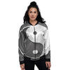 Yin Yang White And Sliver Print Women's Bomber Jacket-grizzshop