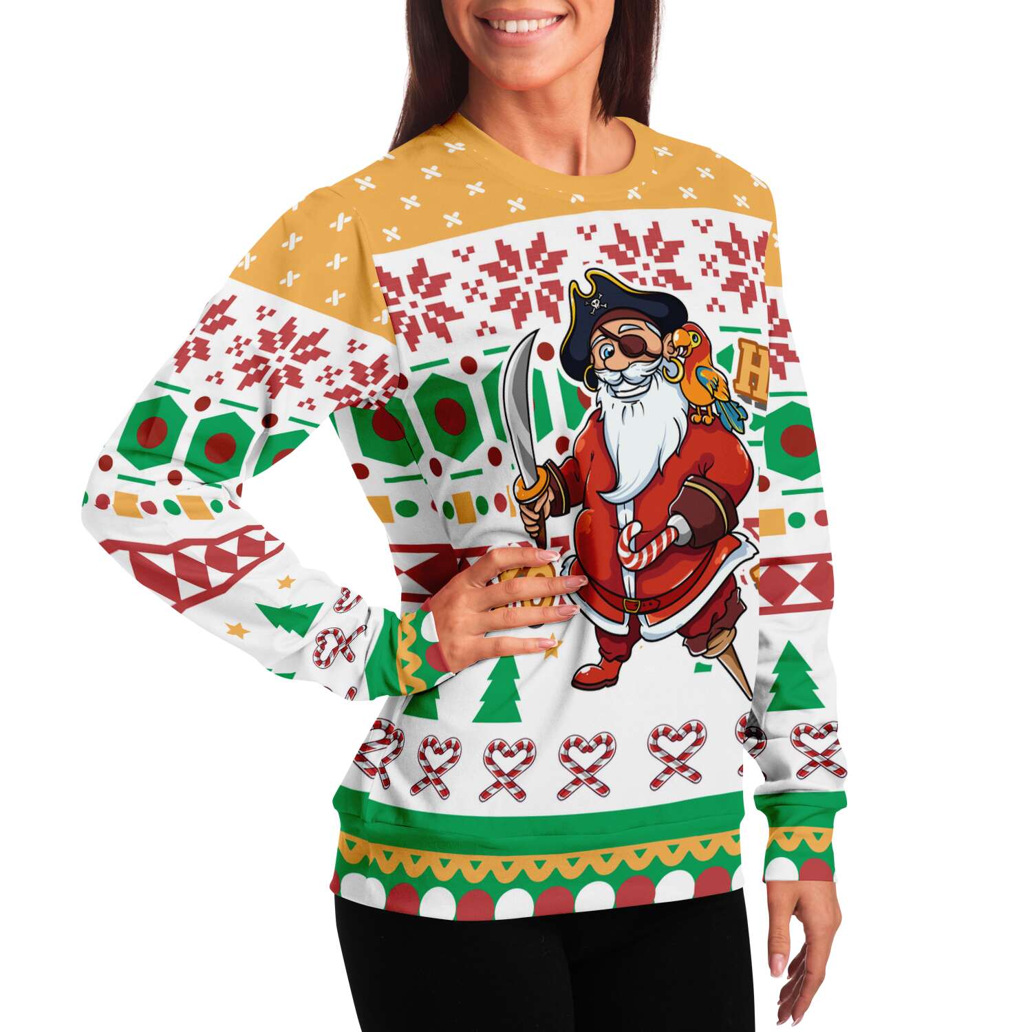 Yo Ho Ho Pirate Santa Ugly Christmas Sweater-grizzshop