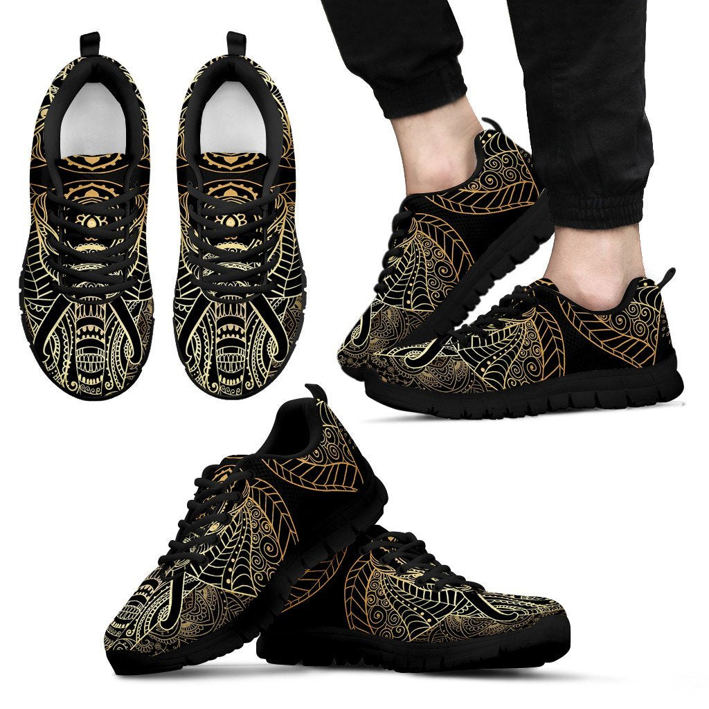 Yoga Elephant Mandala Black Sneaker Shoes For Men Women-grizzshop