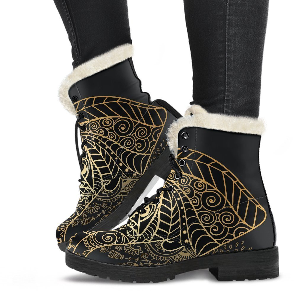 Yoga Elephant Mandala Comfy Winter Boots-grizzshop