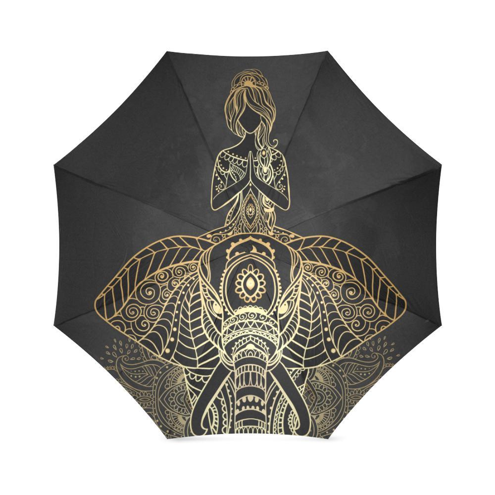 Yoga Elephant Mandala Foldable Umbrella-grizzshop