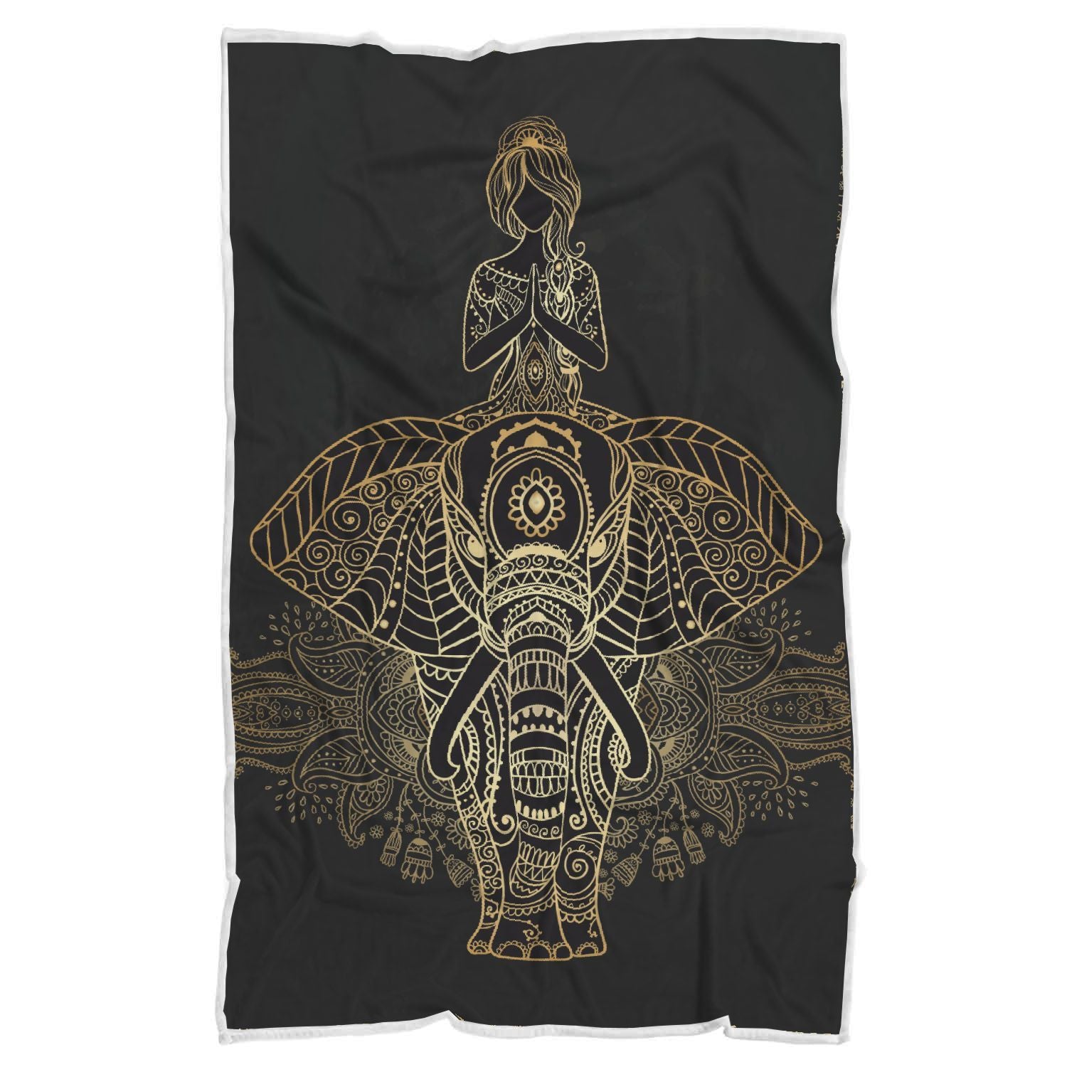 Yoga Elephant Mandala Throw Blanket-grizzshop