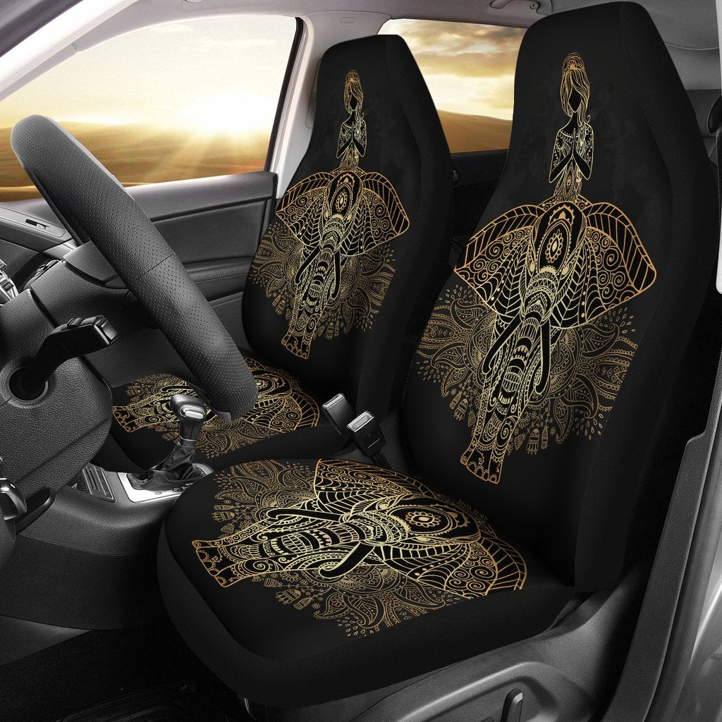 Yoga Elephant Mandala Universal Fit Car Seat Cover-grizzshop