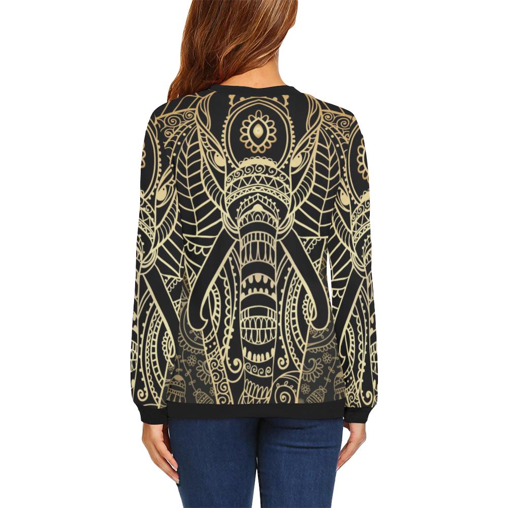 Yoga Elephant Mandala Women Crewneck Sweatshirt-grizzshop