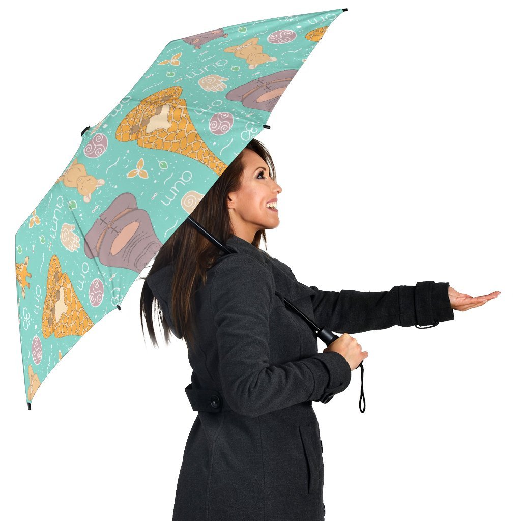 Yoga Meditation Pattern Print Automatic Foldable Umbrella-grizzshop