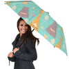 Yoga Meditation Pattern Print Automatic Foldable Umbrella-grizzshop