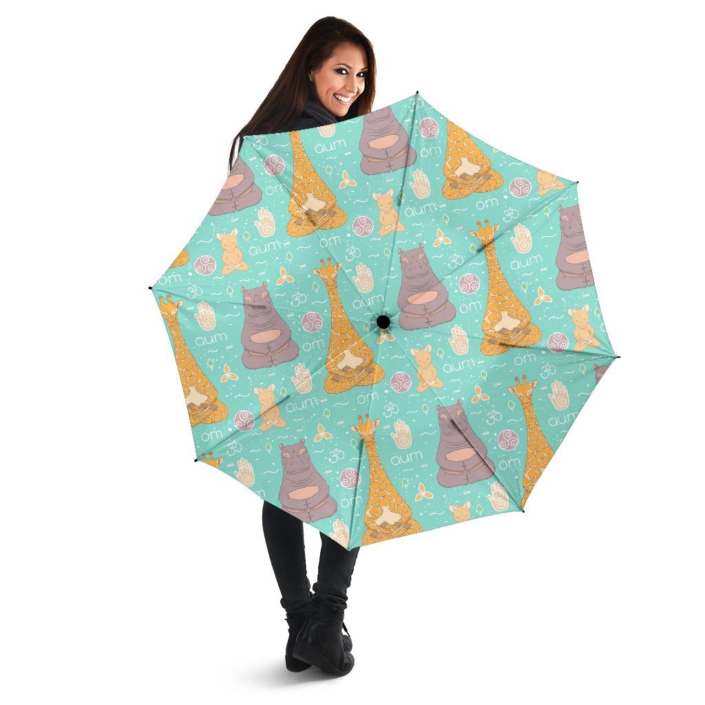 Yoga Meditation Pattern Print Automatic Foldable Umbrella-grizzshop