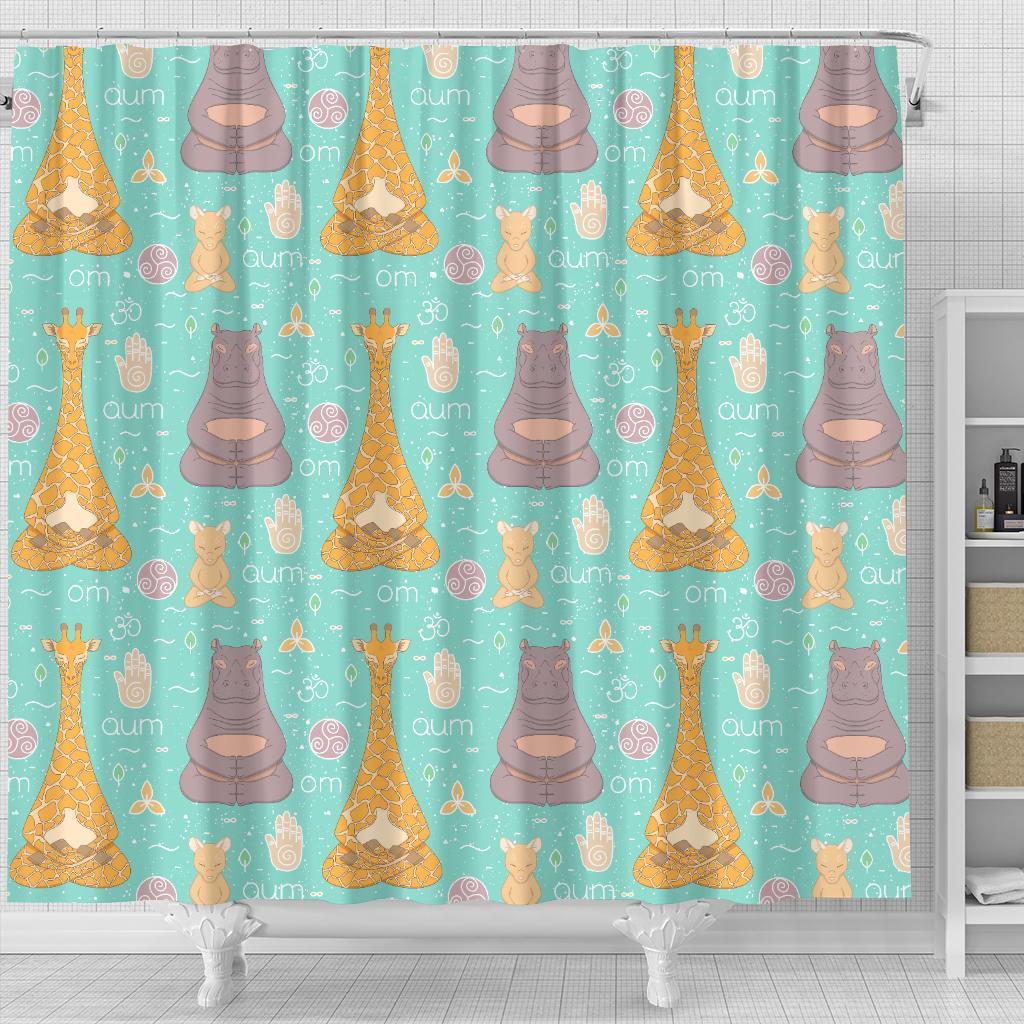 Yoga Meditation Pattern Print Bathroom Shower Curtain-grizzshop