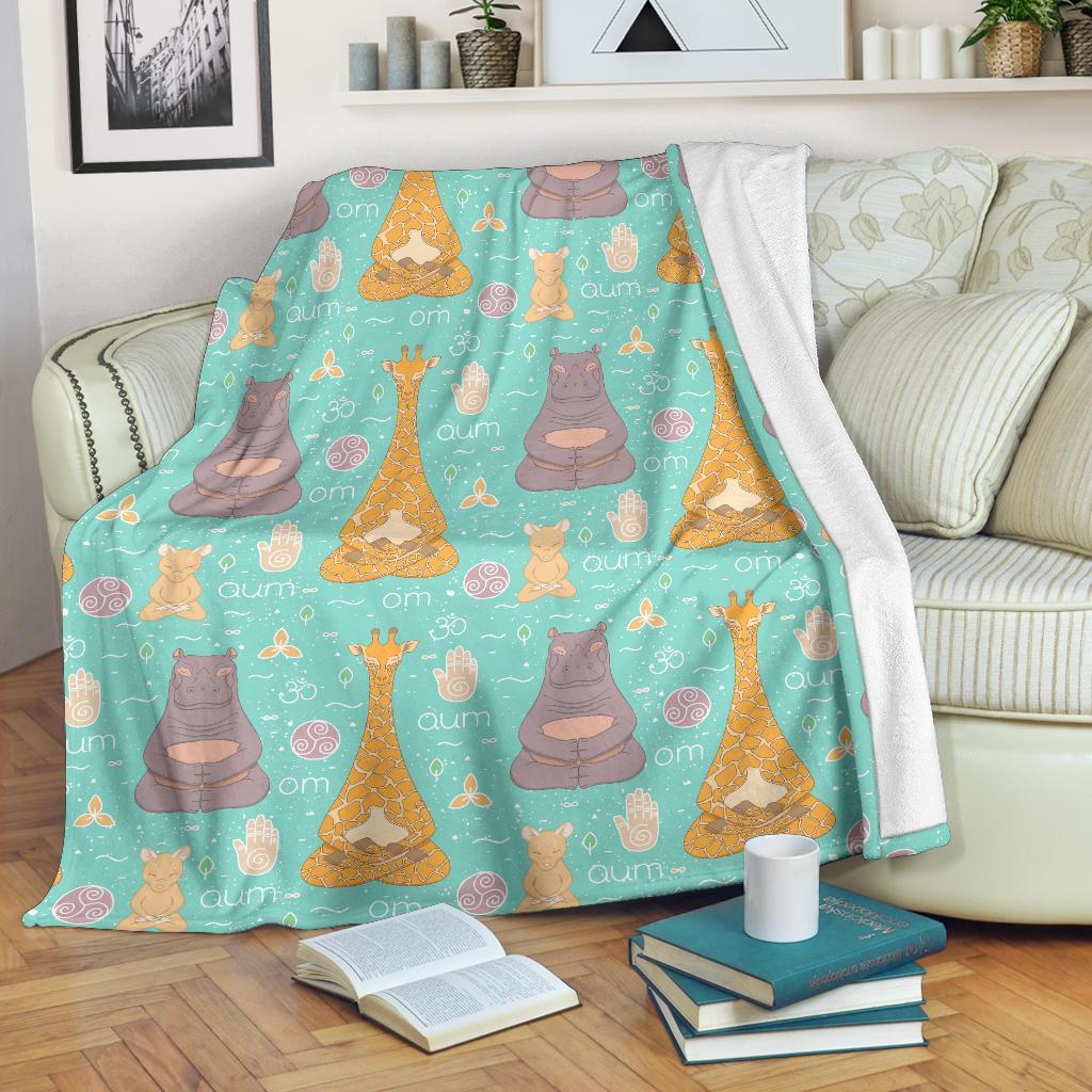 Yoga Meditation Pattern Print Blanket-grizzshop