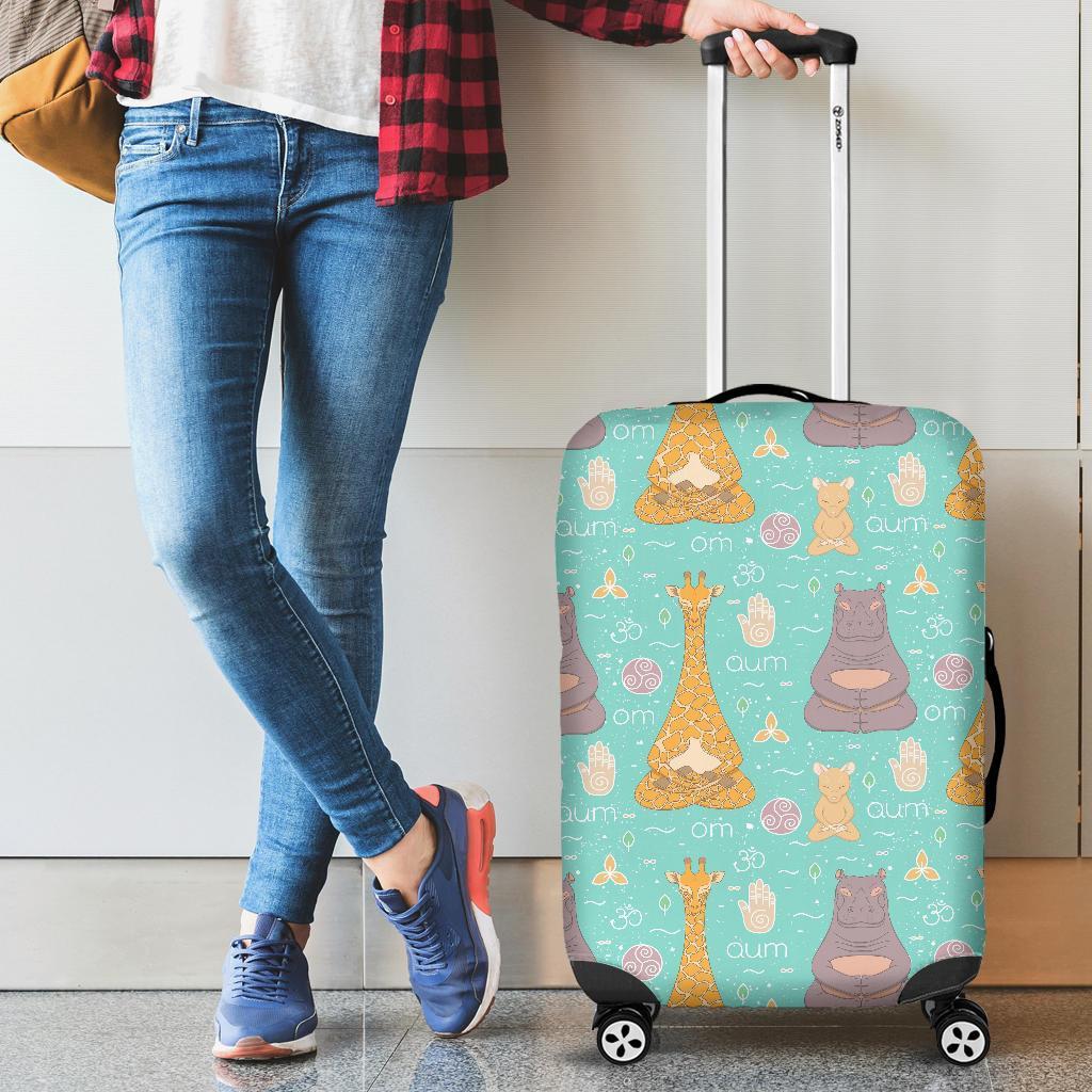 Yoga Meditation Pattern Print Luggage Cover Protector-grizzshop