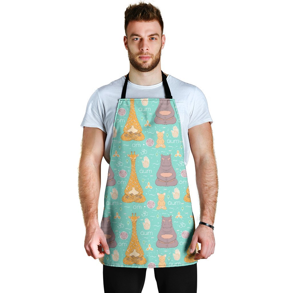 Yoga Meditation Pattern Print Men's Apron-grizzshop