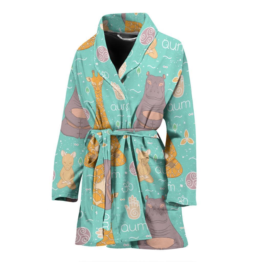 Yoga Meditation Pattern Print Women Long Robe-grizzshop