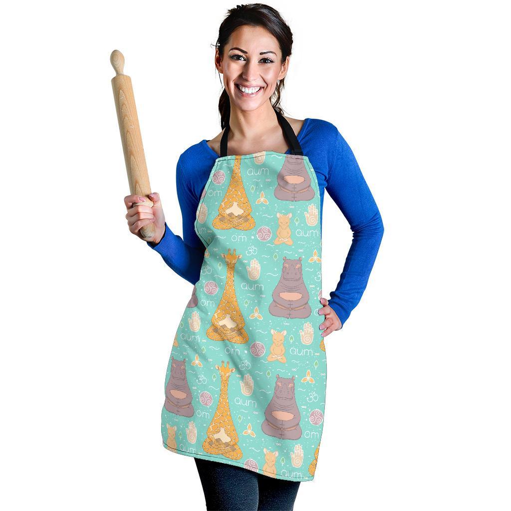 Yoga Meditation Pattern Print Women's Apron-grizzshop