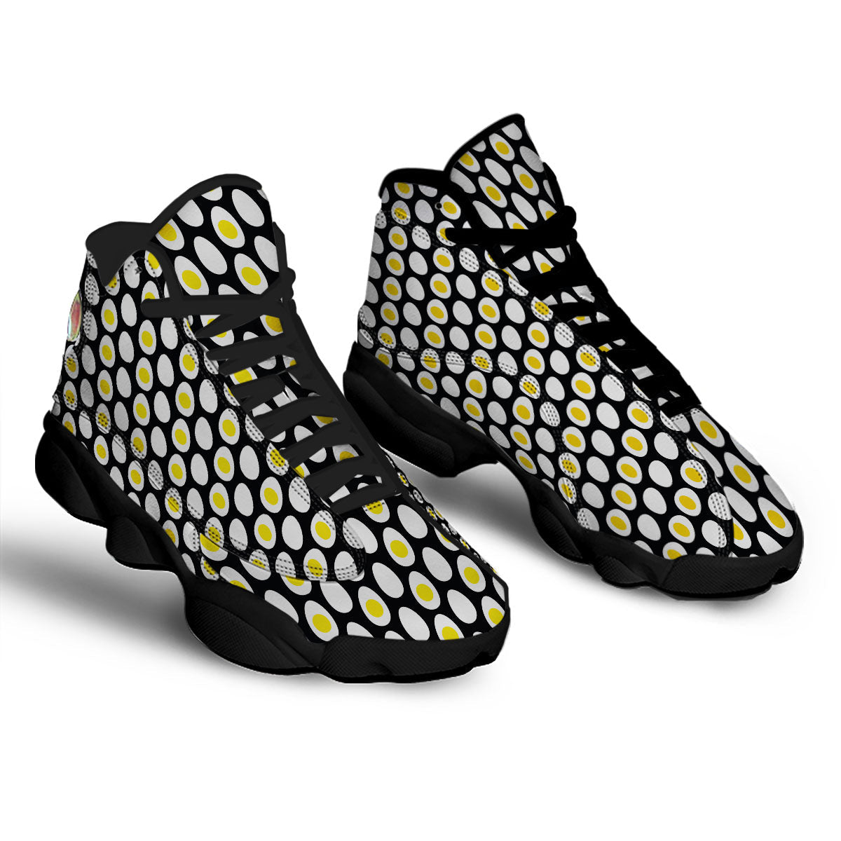 Yolk Egg Print Pattern Black Basketball Shoes-grizzshop