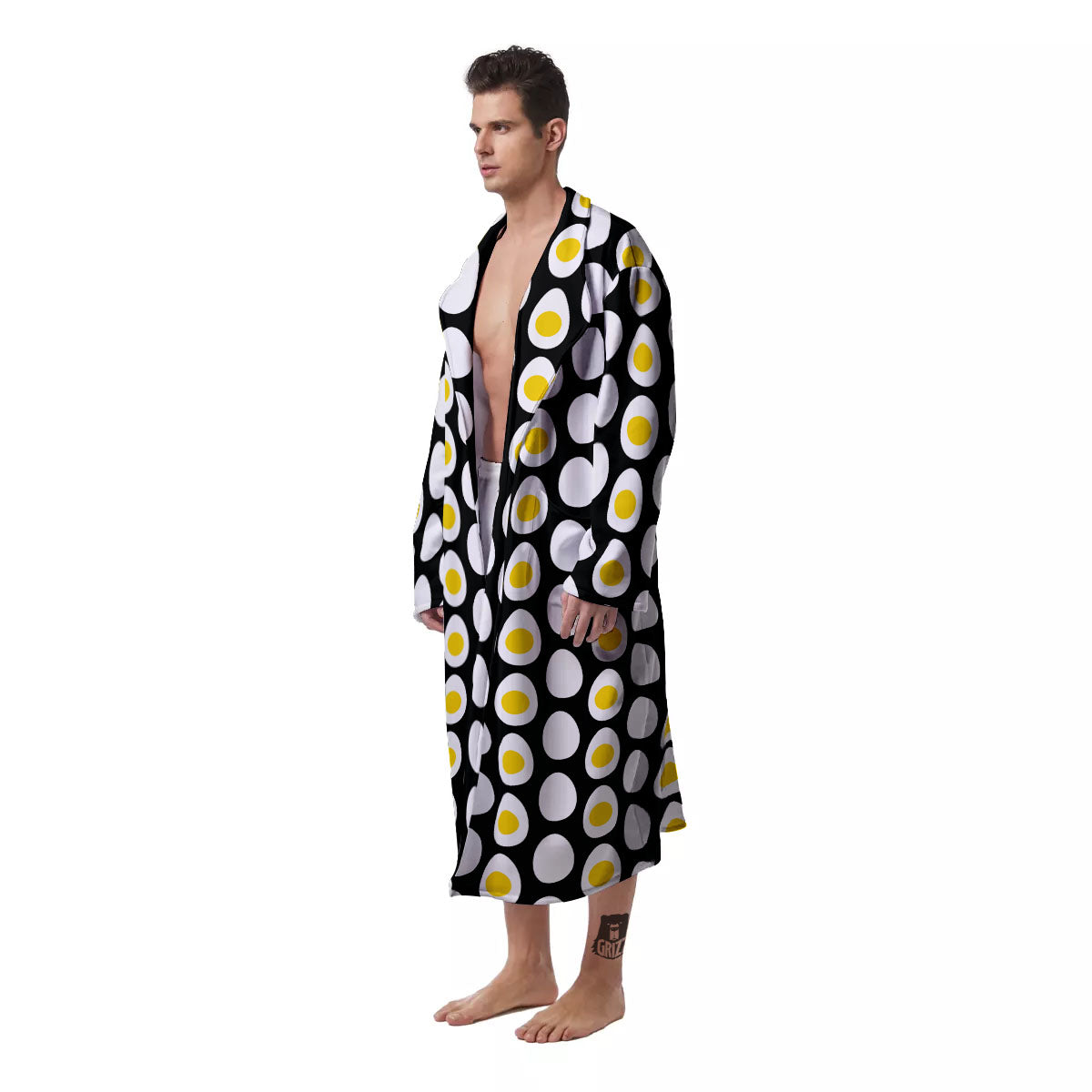 Yolk Egg Print Pattern Men's Robe-grizzshop