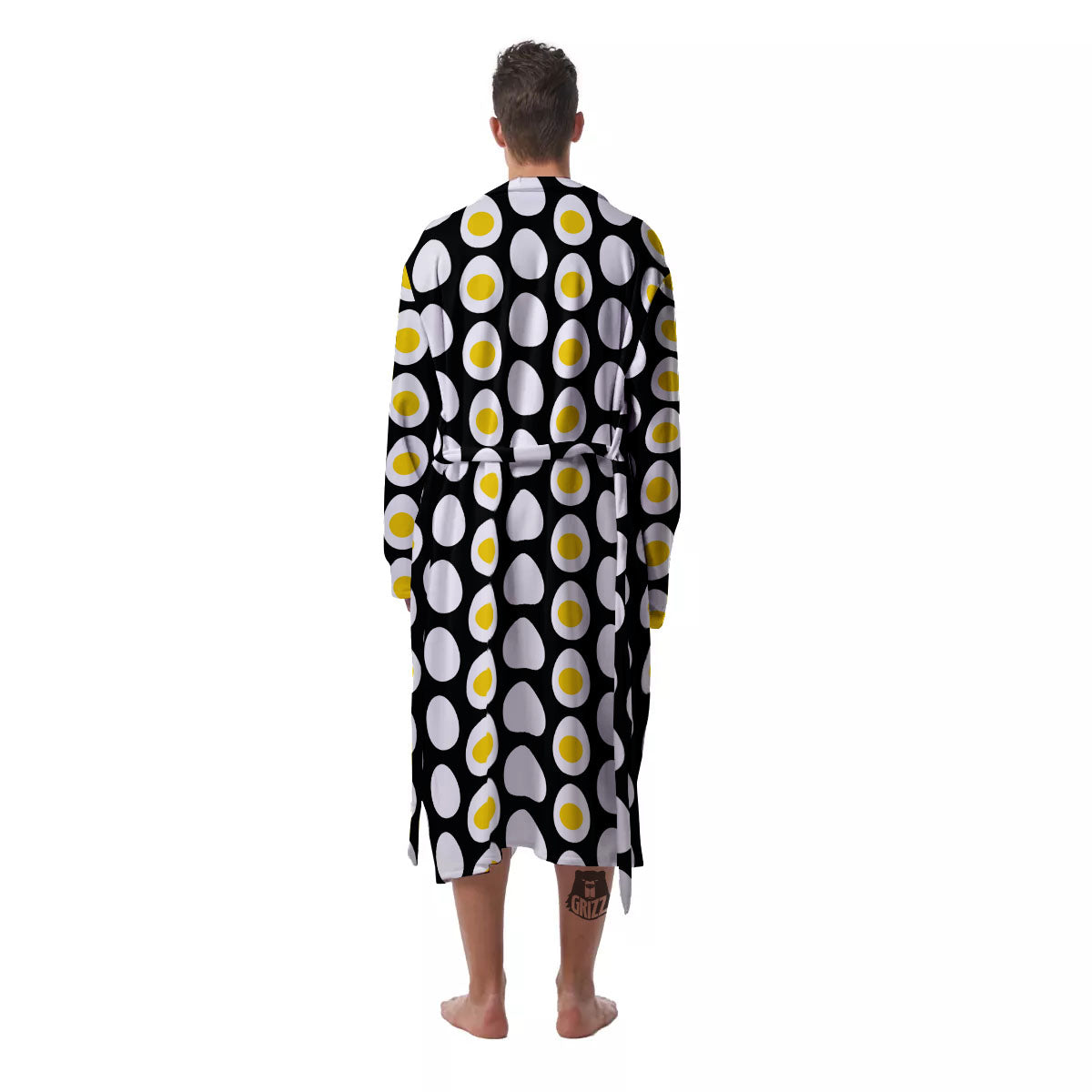Yolk Egg Print Pattern Men's Robe-grizzshop