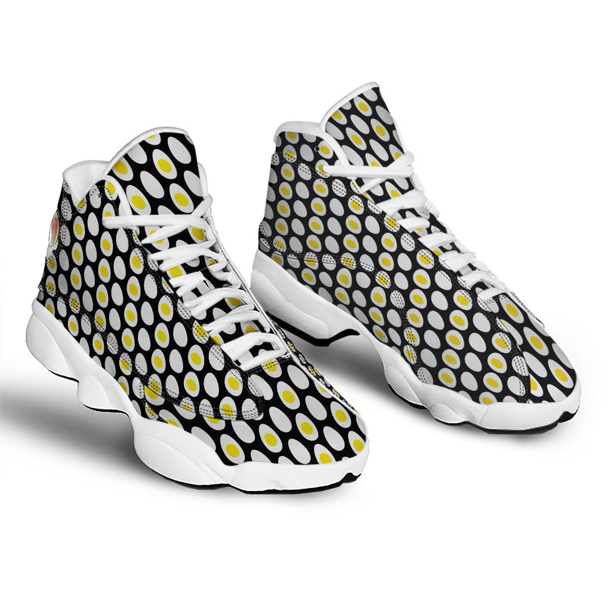 Yolk Egg Print Pattern White Basketball Shoes-grizzshop
