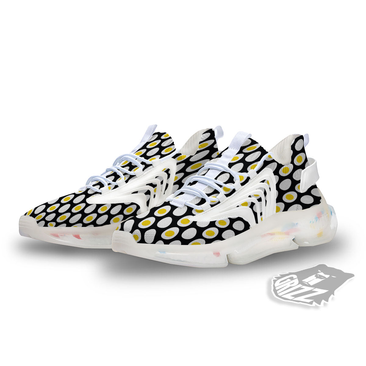 Yolk Egg Print Pattern White Gym Shoes-grizzshop