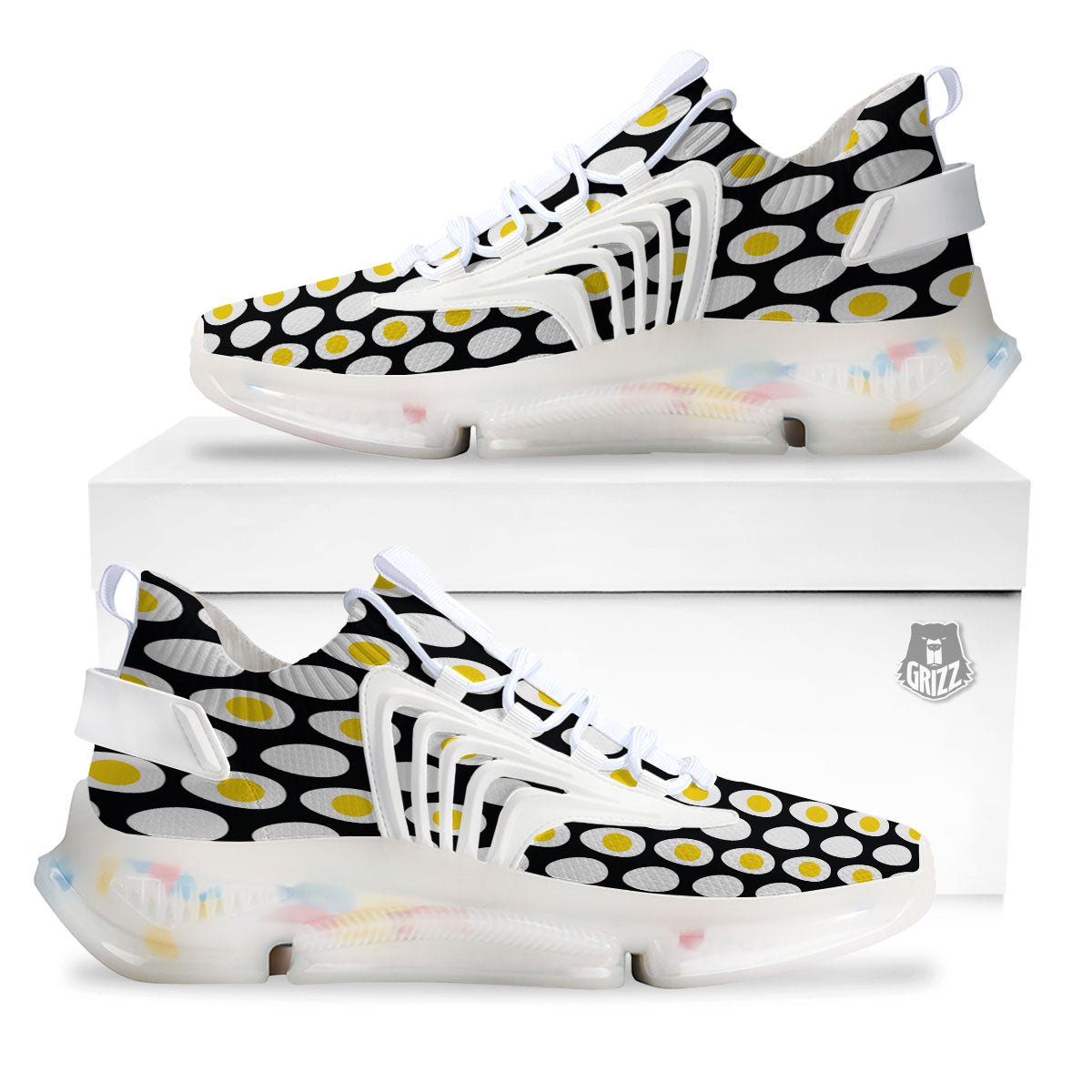Yolk Egg Print Pattern White Gym Shoes-grizzshop