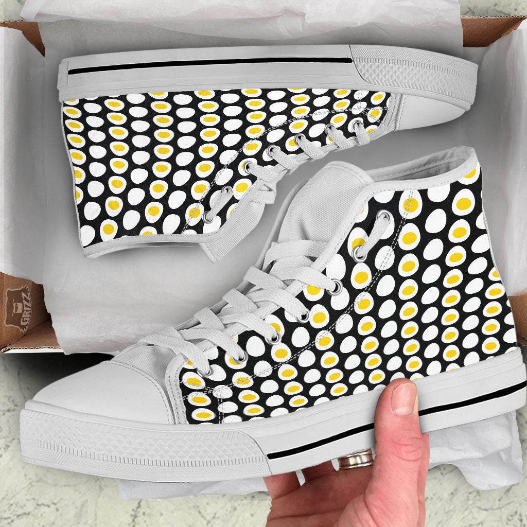 Yolk Egg Print Pattern White High Top Shoes-grizzshop