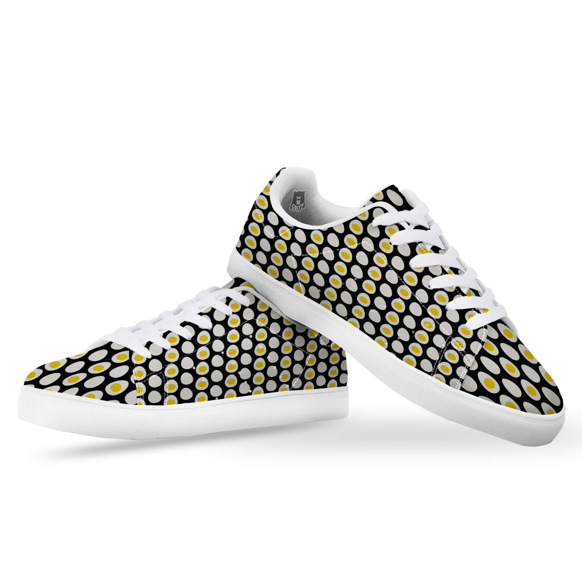 Yolk Egg Print Pattern White Low Top Sneakers-grizzshop