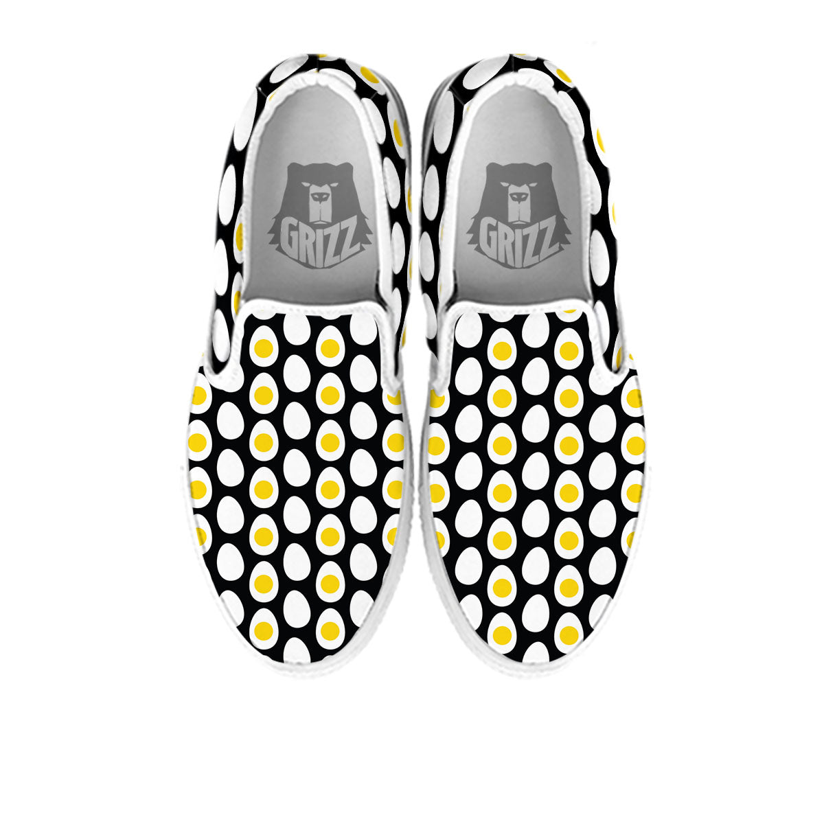 Yolk Egg Print Pattern White Slip On Shoes-grizzshop
